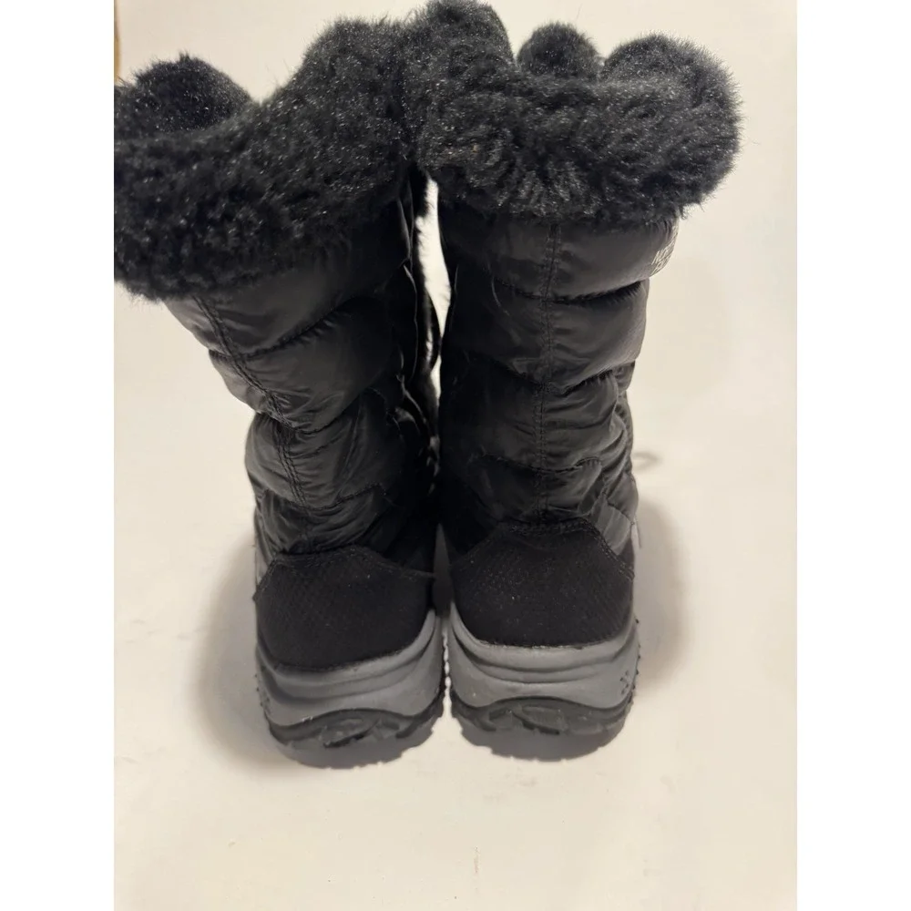 The North Face Girls Nuptse Winter Boots Faux Fur Black Puffer US 6
